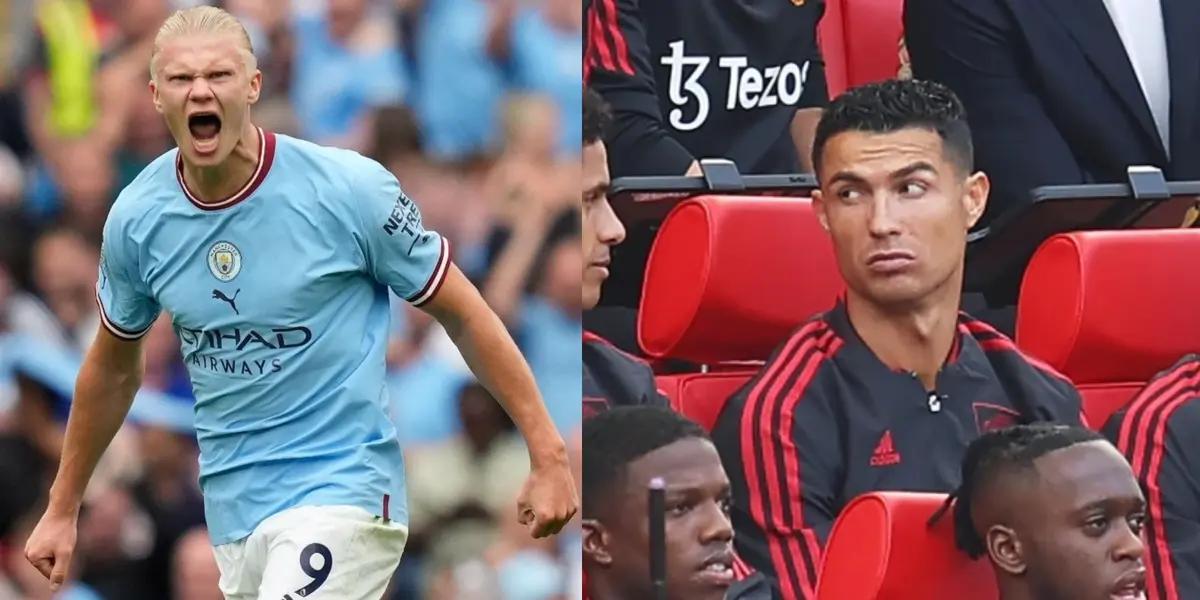 After Haaland's goals, the camera pointed at Cristiano Ronaldo and left a curious image.