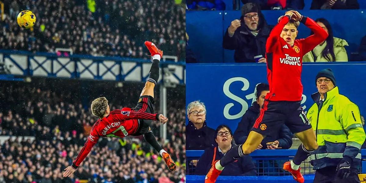 Alejandro Garnacho just scored a wonderful overhead kick!