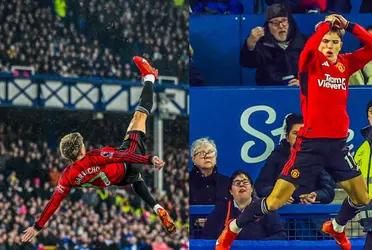 Alejandro Garnacho just scored a wonderful overhead kick!