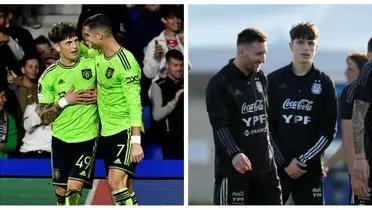 Alejandro Garnacho, Lionel Messi and Cristiano Ronaldo