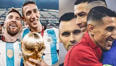 Angel Di Maria with Lionel Messi and Cristiano Ronaldo