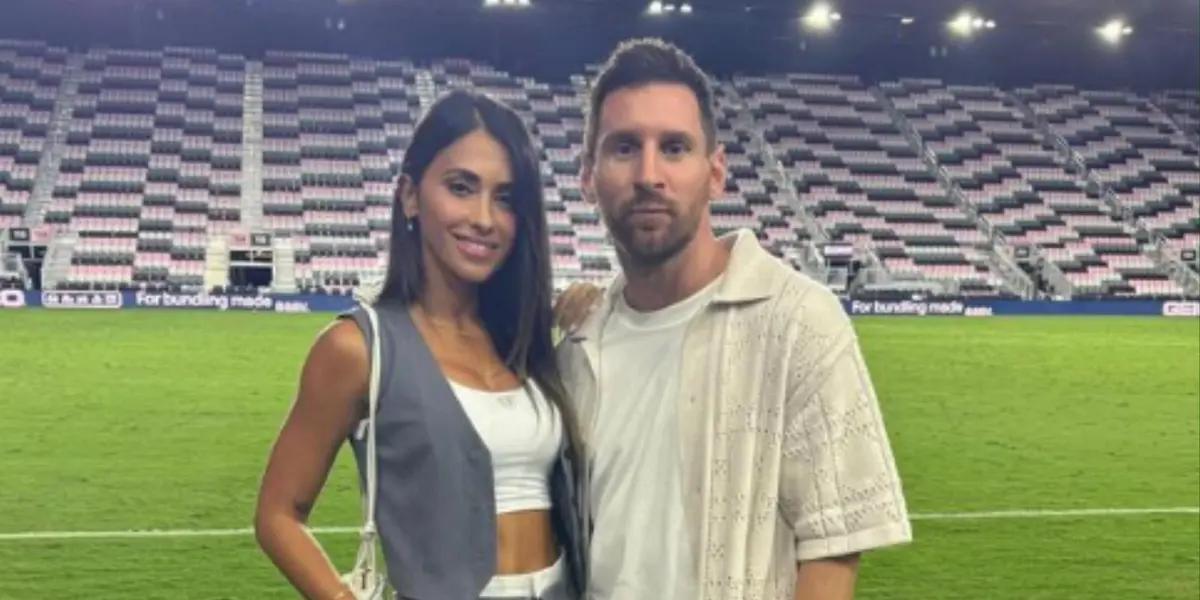Antonella y Messi. Foto: redes de Messi.