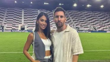 Antonella y Messi. Foto: redes de Messi.