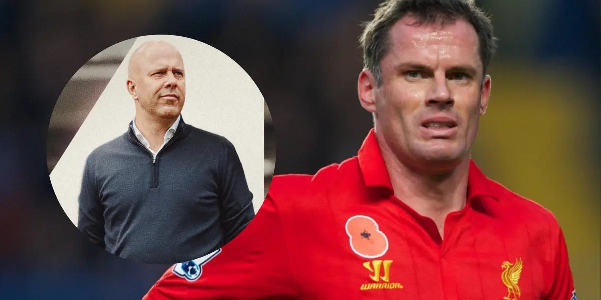 Arne Slot y Carragher. Foto: redes de Liverpool y Carragher.