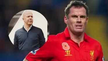 Arne Slot y Carragher. Foto: redes de Liverpool y Carragher.
