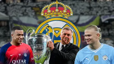 Carlo Ancelotti lifting the UEFA Champions League title he won with Real Madrid