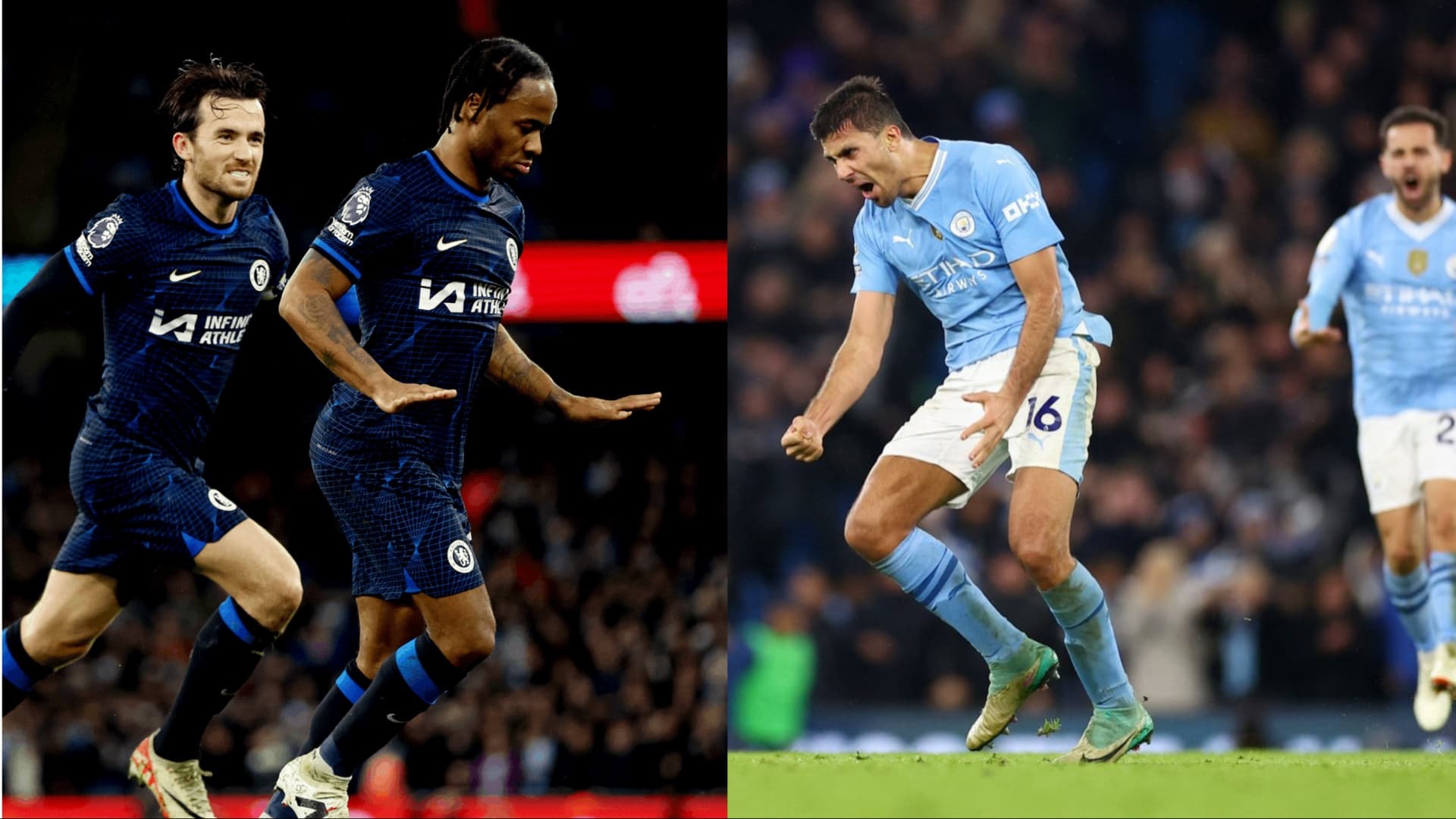 Chelsea and Manchester City drew 1-1 after a late Rodri goal in the second half.
