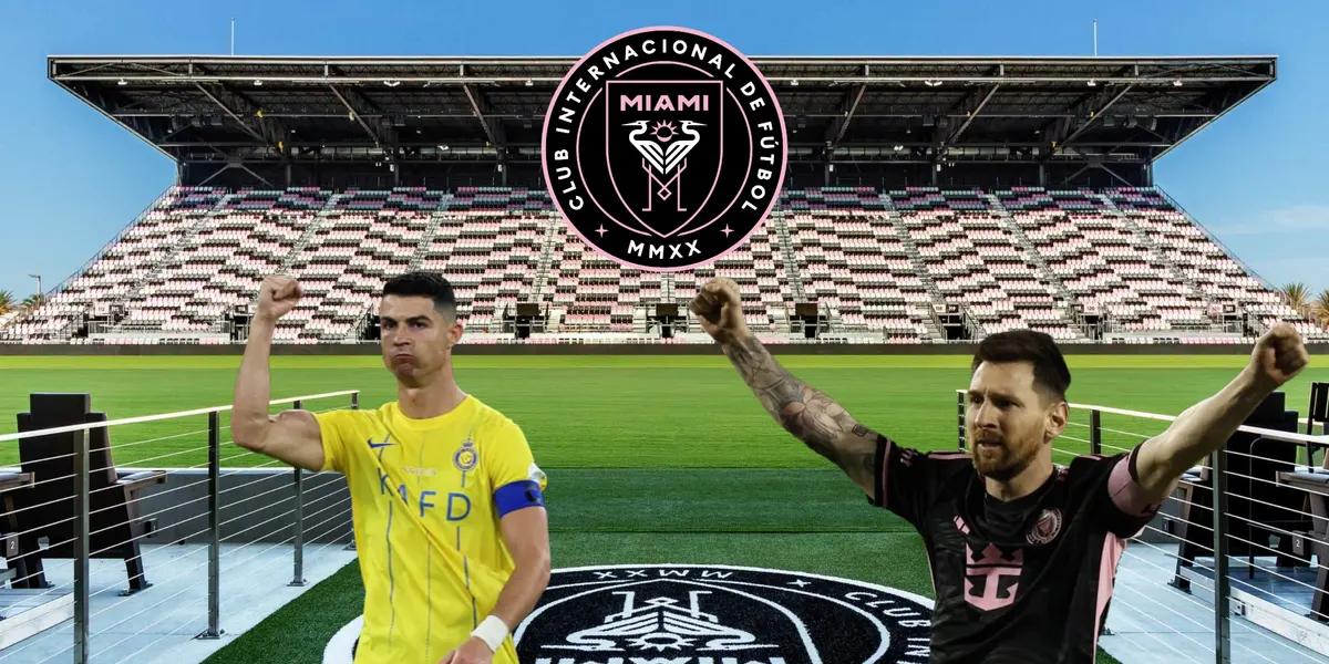 Cristiano Ronaldo and Lionel Messi celebrate their teams' win.