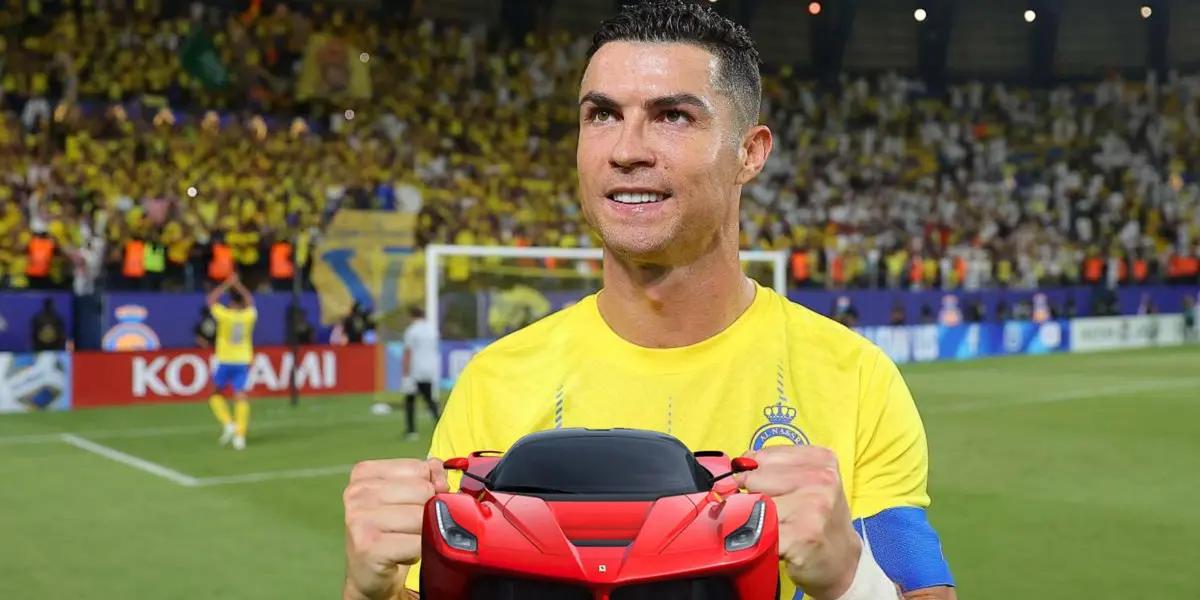 Cristiano Ronaldo celebrates an Al Nassr win with the fans.