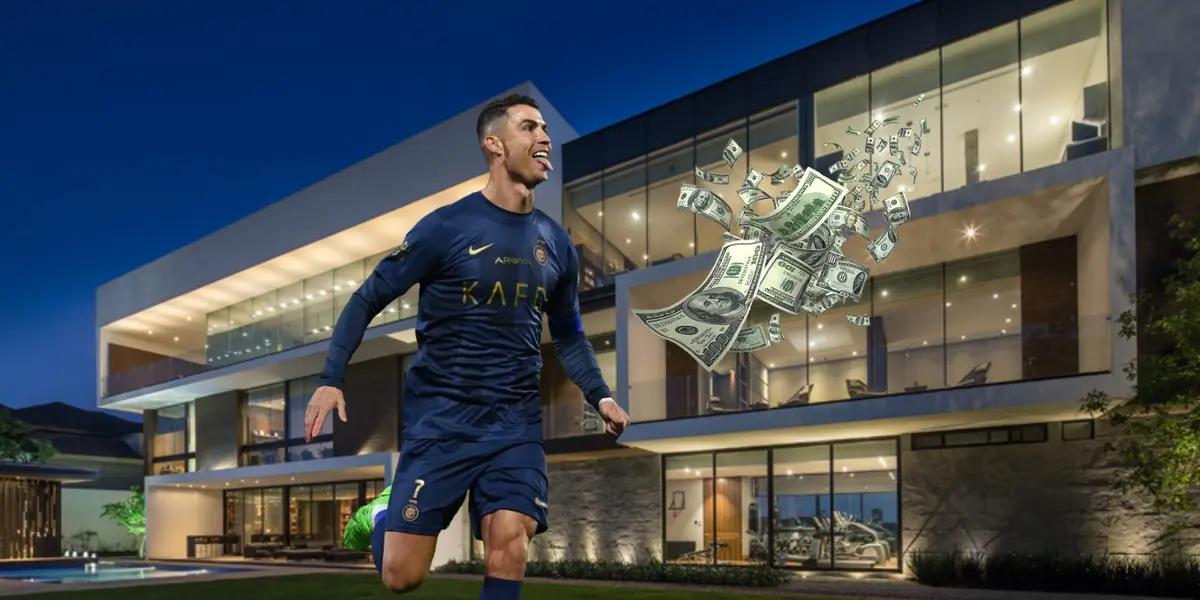 Cristiano Ronaldo celebrates his goal with a big smile on his face.