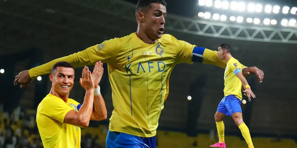 Cristiano Ronaldo celebrates his goal with Al Nassr by doing the "SIU" celebration.