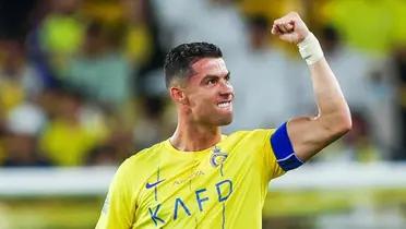 Cristiano Ronaldo celebrates his goal with Al Nassr in Saudi Arabia.