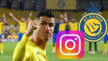 Cristiano Ronaldo celebrating one of his goals in an Al Nassr shirt