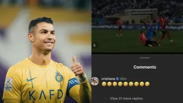 Cristiano Ronaldo couldn't help but laugh about Al Hilal getting too many penalties.
