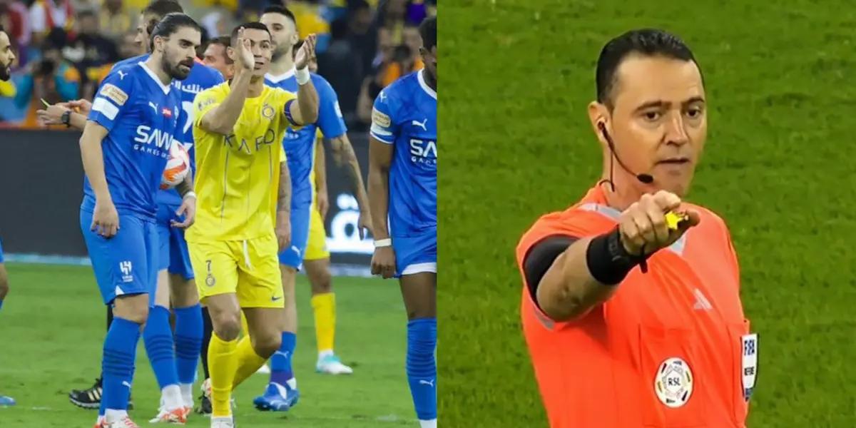 Cristiano Ronaldo made gestures to Wilmar Roldán, referee of Al-Hilal vs Al-Nassr