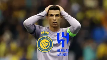 Cristiano Ronaldo shocked during an Al Nassr match.