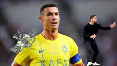 Cristiano Ronaldo working hard on the pitch for Al Nassr in Saudi Arabia.