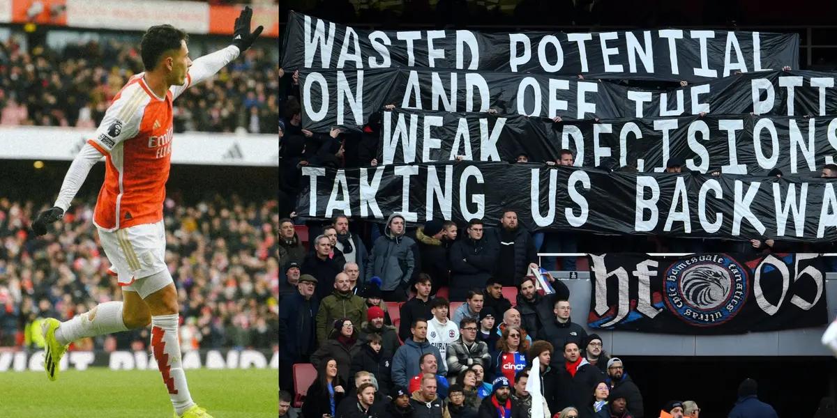 Crystal Palace fans not happy after their 5-0 defeat to Arsenal in the Emirates.