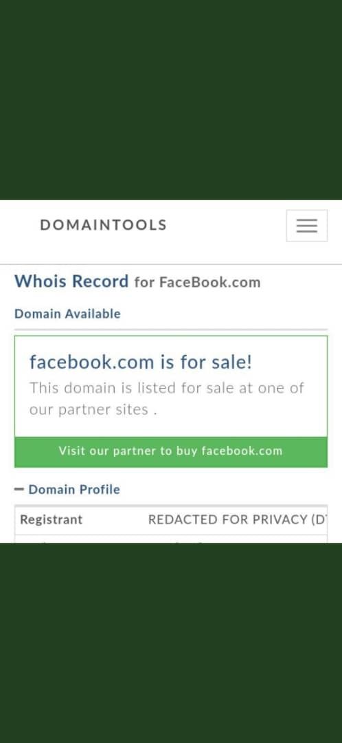 
   Facebook domain name for sale meme 
 