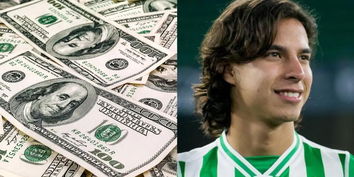 Diego Lainez with the Real Betis jersey.
