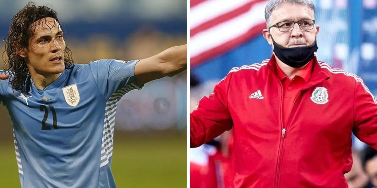 Edinson Cavani scored two goals against Mexico.