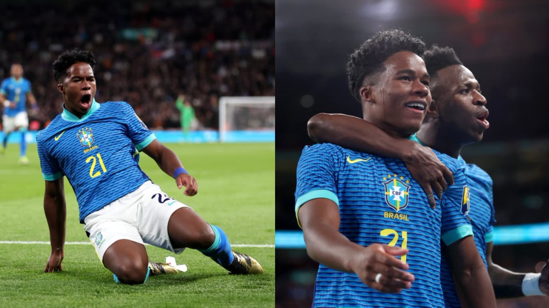 Endrick scores the only goal in the game as Brazil wins 1-0 in Wembley Stadium.