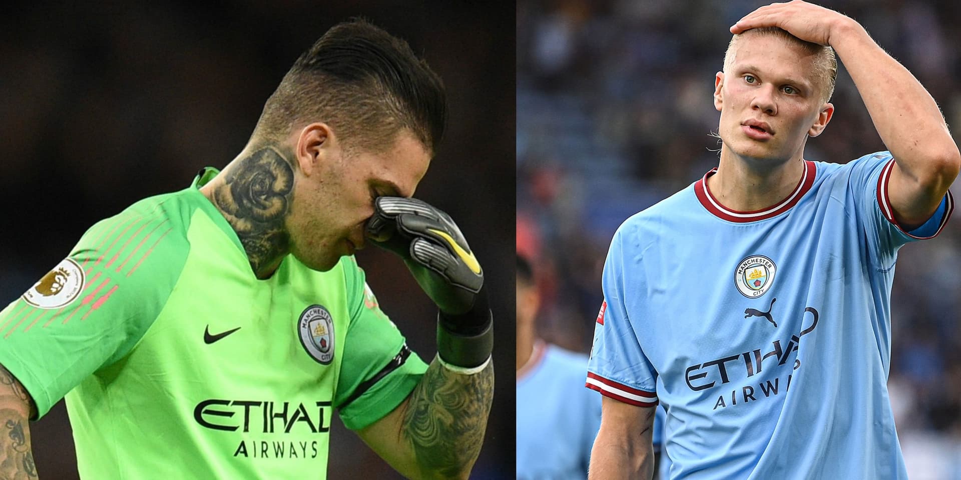 Erling Haaland and his curious reaction to Ederson´s surreal mistake.
