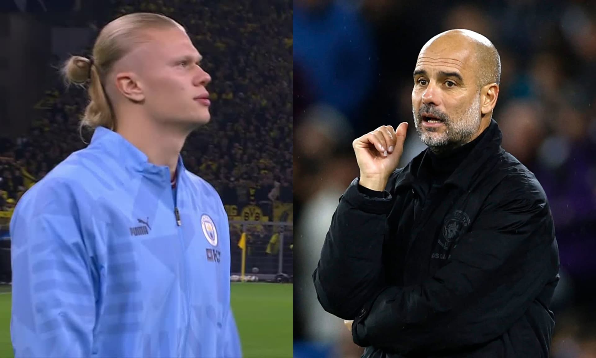 Erling Haaland did not play the entire match against Borussia Dortmund due to Pep's decision and here is how he reacted