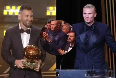 Erling Haaland's act when he saw that Messi was the winner of the 2023 Ballon d'Or