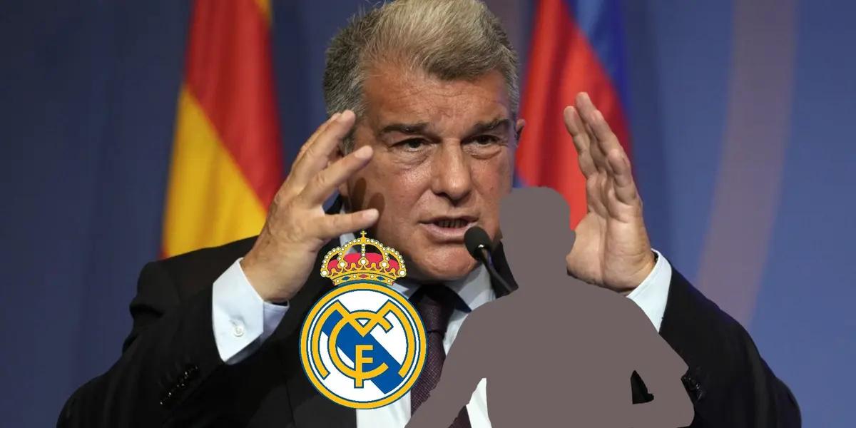 FC Barcelona president Joan Laporta furious during a press conference.