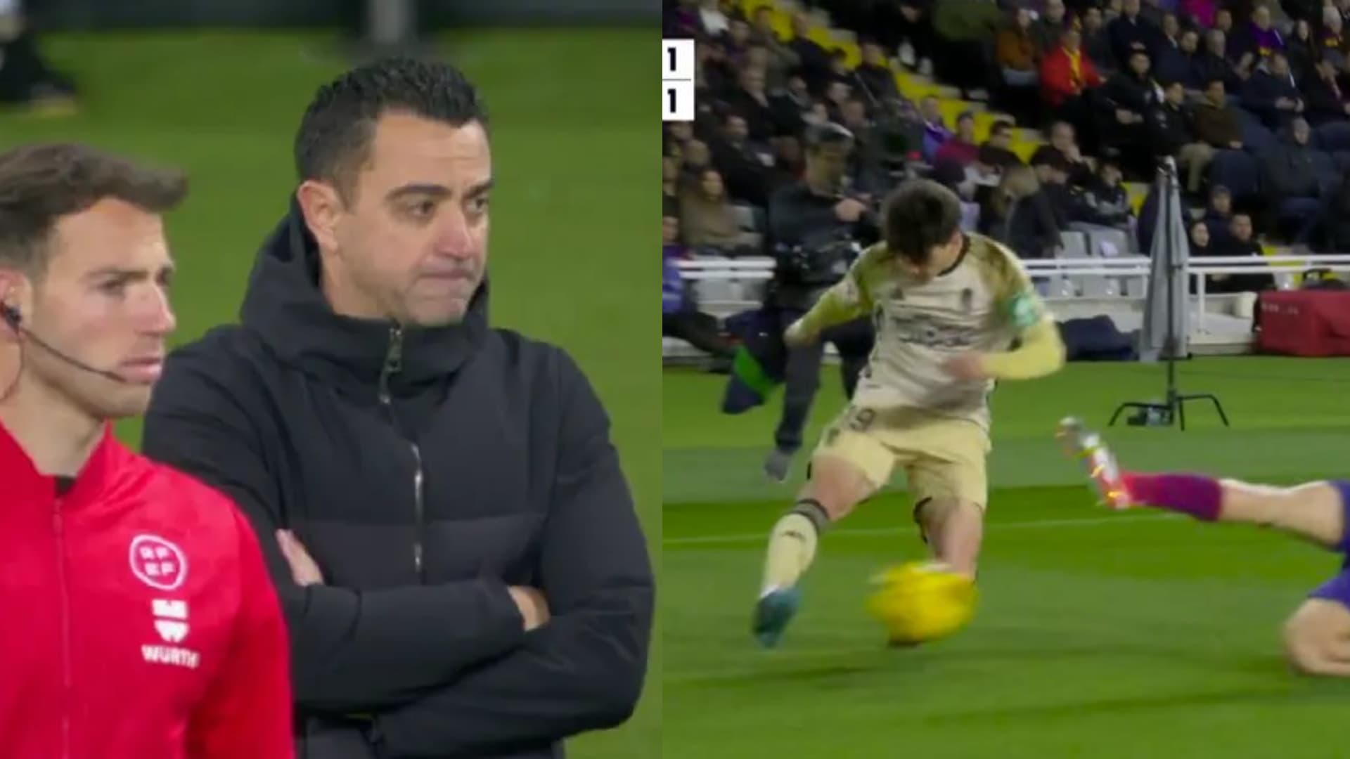 Fuming! Xavi Hernandez's reaction to Granada's goal that makes it 1-1 vs Barca