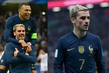 Griezmann's reaction to Mbappe's armband