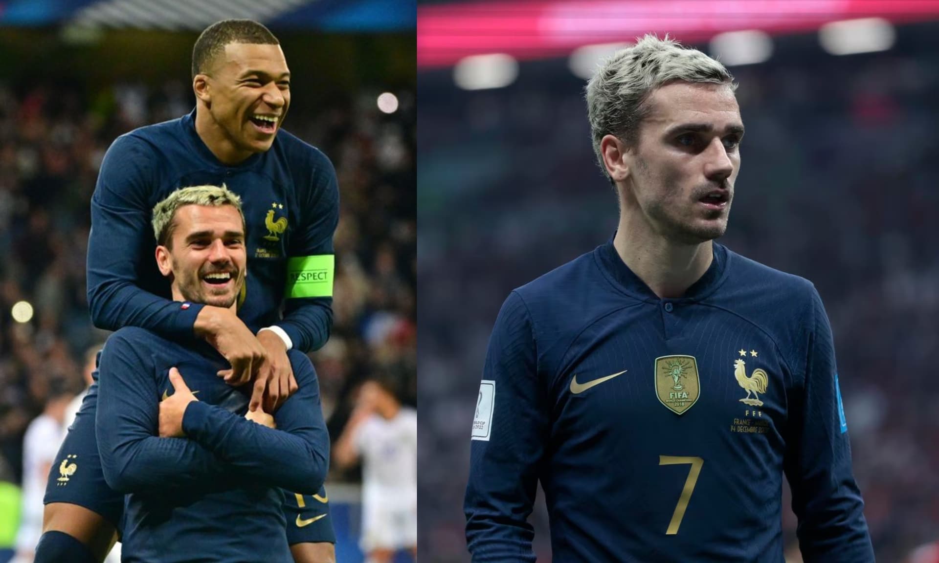 Griezmann's reaction to Mbappe's armband