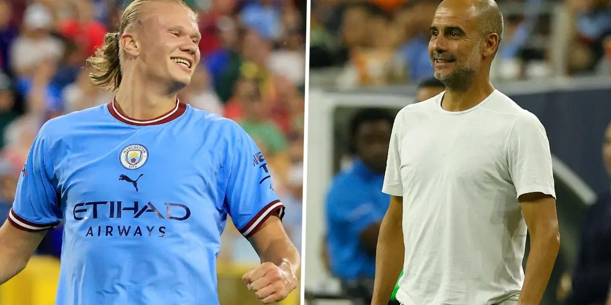 Guardiola made a comparison between Messi and Haaland and his ambition for goal after the Manchester City striker had a great game.