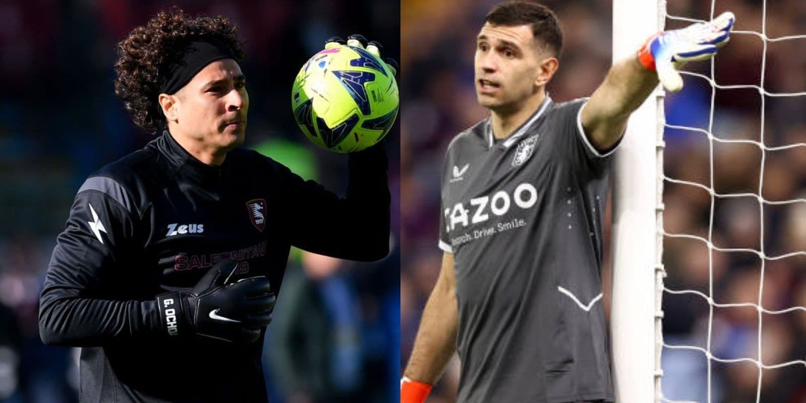 Guillermo Ochoa pushed himself to the maximum to avoid his club's defeat, which Dibu Martínez does against Raúl Jiménez's club