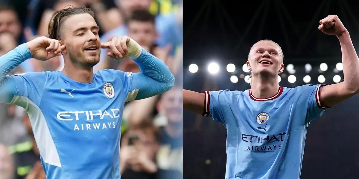 Haaland's reaction to Jack Grealish's goal