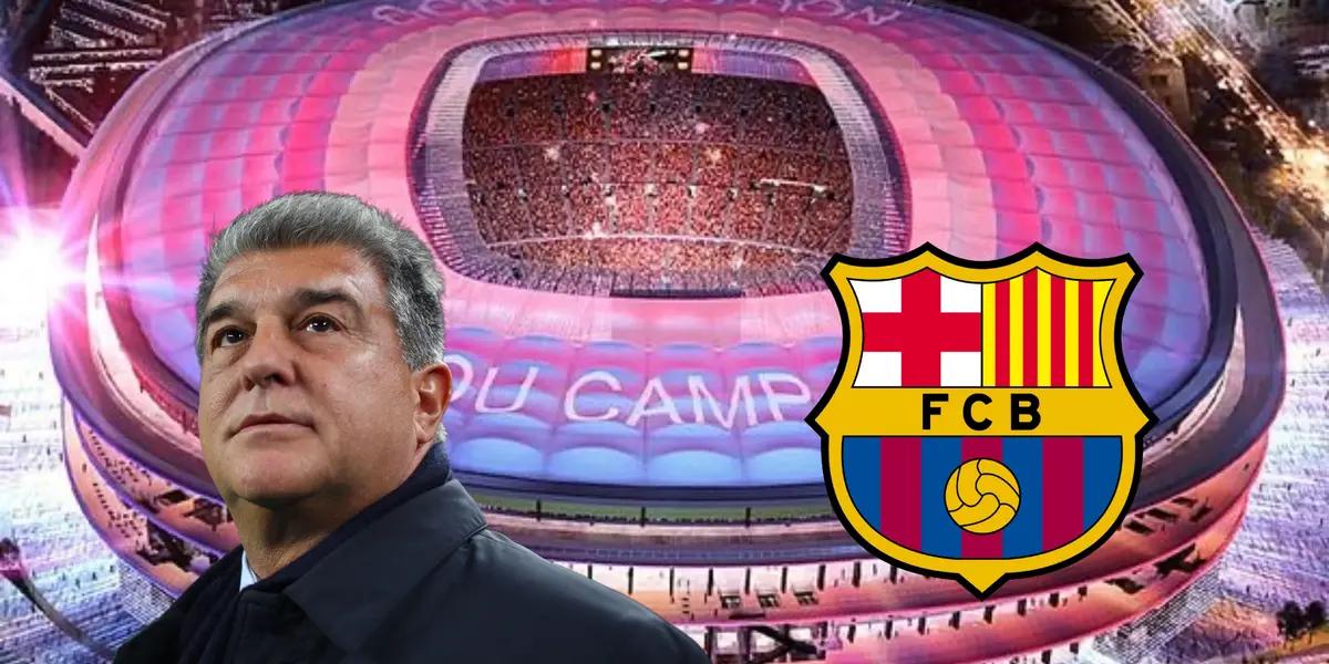 Joan Laporta admiring his FC Barcelona team at the stadium.