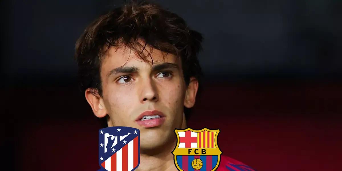 Joao Felix looks up in the FC Barcelona stadium.