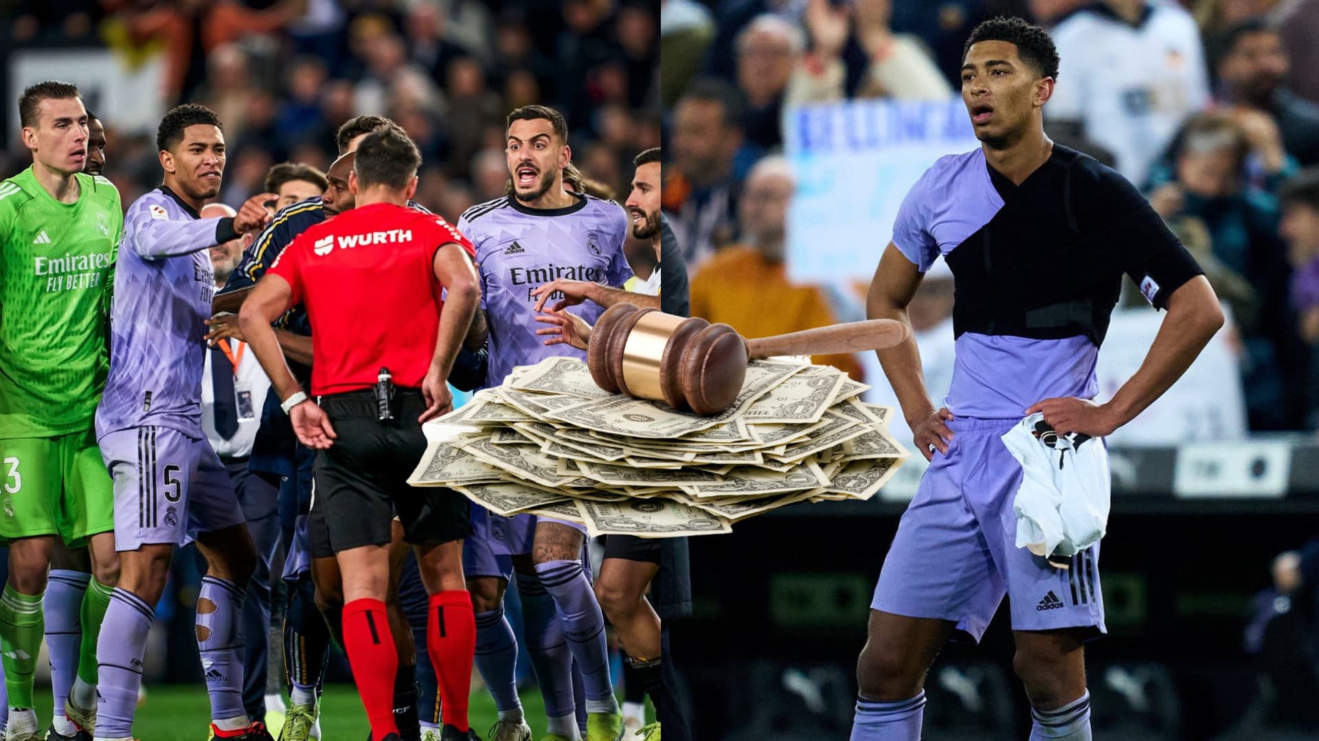 Jude Bellingham will face a two match ban after the red card he received at the end of the Valencia game.