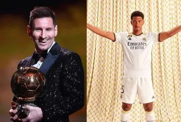 Jude Bellingham with some great news at the Ballon d'Or ceremony