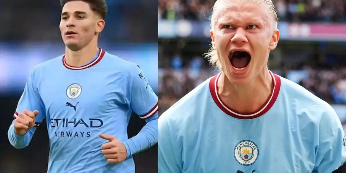 Julian Alvarez and Erling Haaland will compete and this is how the Norwegian reacts to the great effort of the Argentine