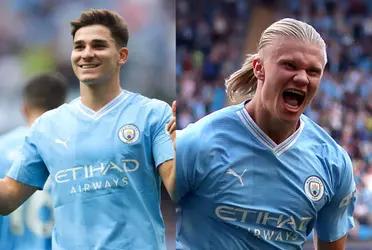 Julian Alvarez scored Manchester City's first goal against Brighton