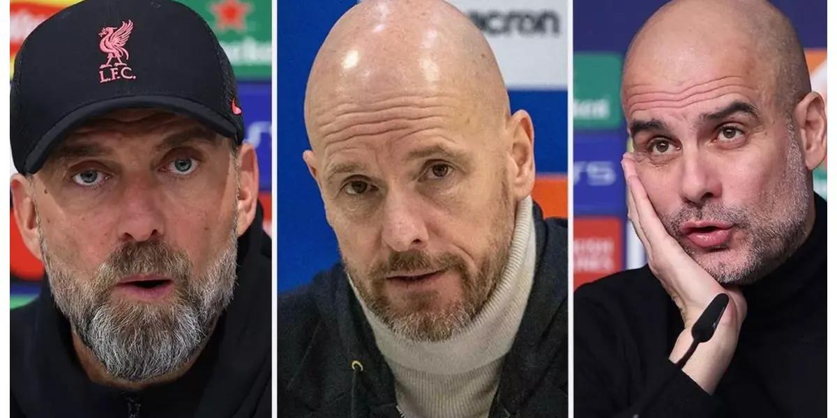 Jurgen Klopp, Erik ten Hag and Pep Guardiola