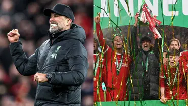 Jurgen Klopp reacts to winning another trophy with Liverpool
