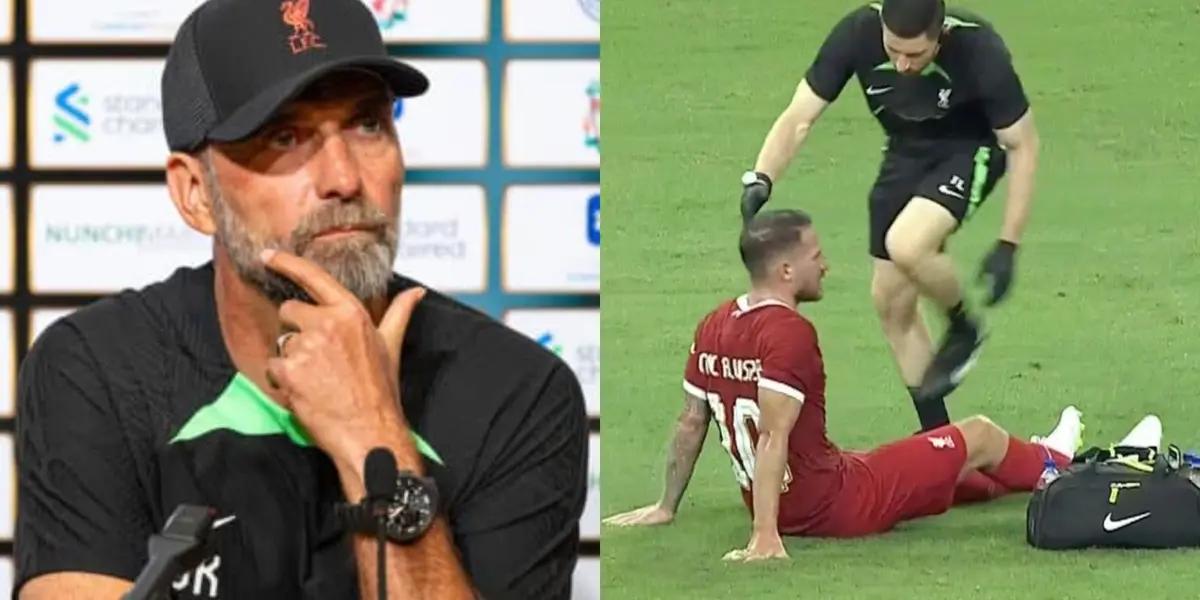 Jurgen Klopp's reaction to Mac Allister's injury
