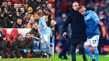 Kevin De Bruyne was visibly upset when he was subbed off the game by Pep Guardiola.