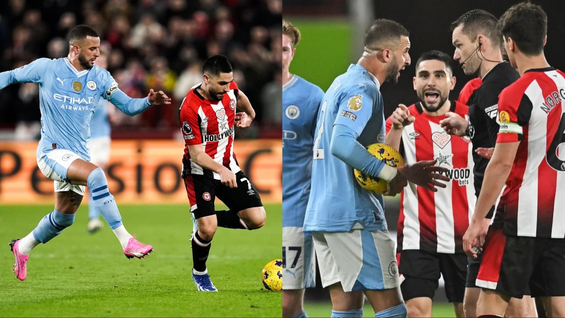 Kyle Walker wanted to fight Neal Maupay during the Brentford vs Man City.