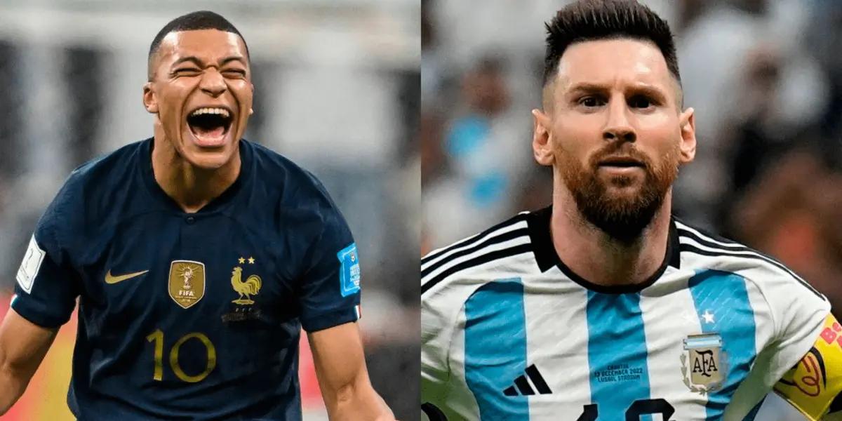 Kylian Mbappe and Messi's reaction to seeing him in the Qatar 2022 final