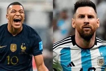 Kylian Mbappe and Messi's reaction to seeing him in the Qatar 2022 final