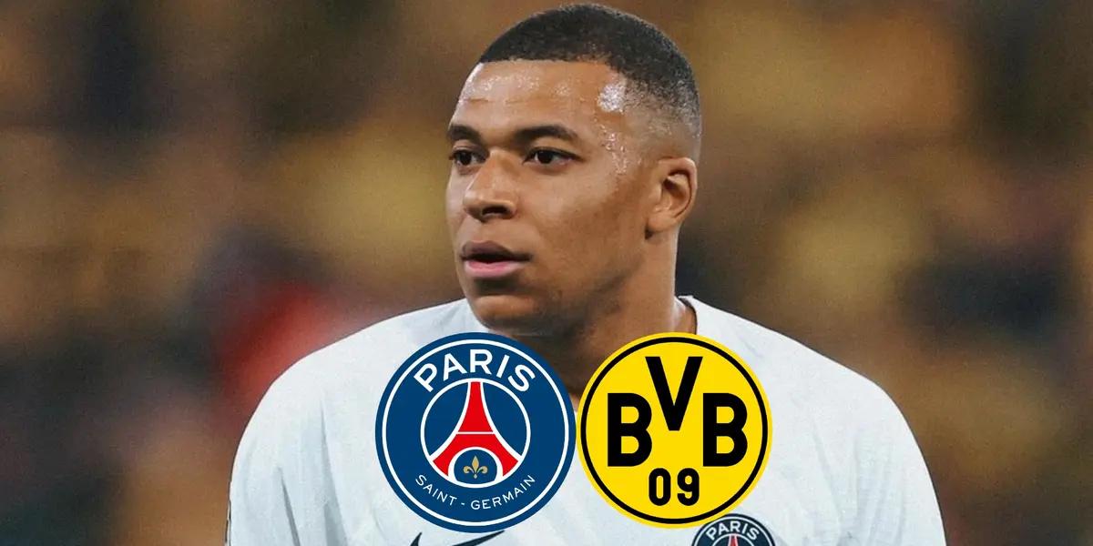 Kylian Mbappé concerned during the Borussia Dortmund vs PSG match last week.